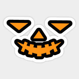 Creepy Halloween Pumpkin Face on Black Background Sticker